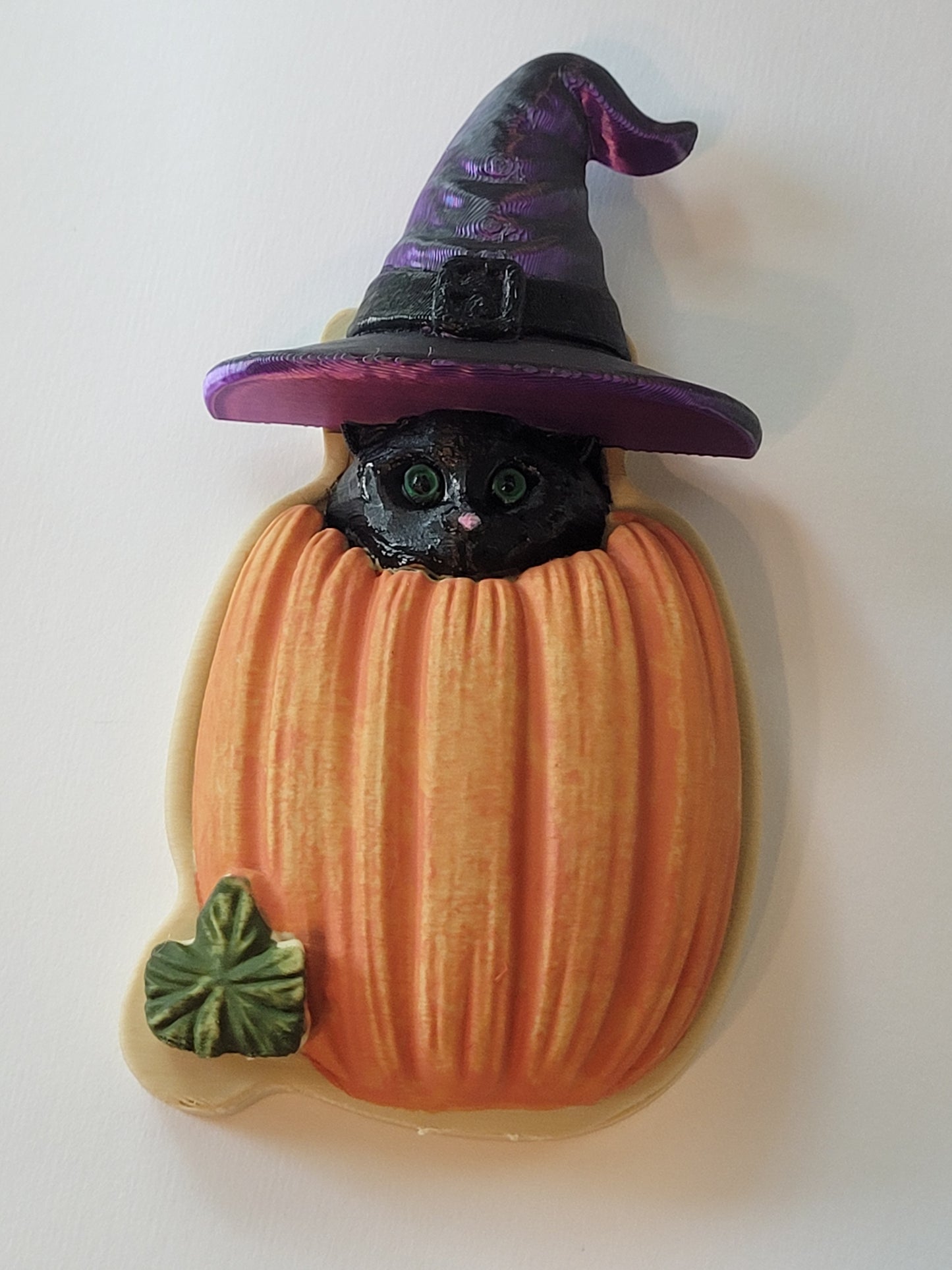 Pumpkin Cat with a Hat Fridge Magnet